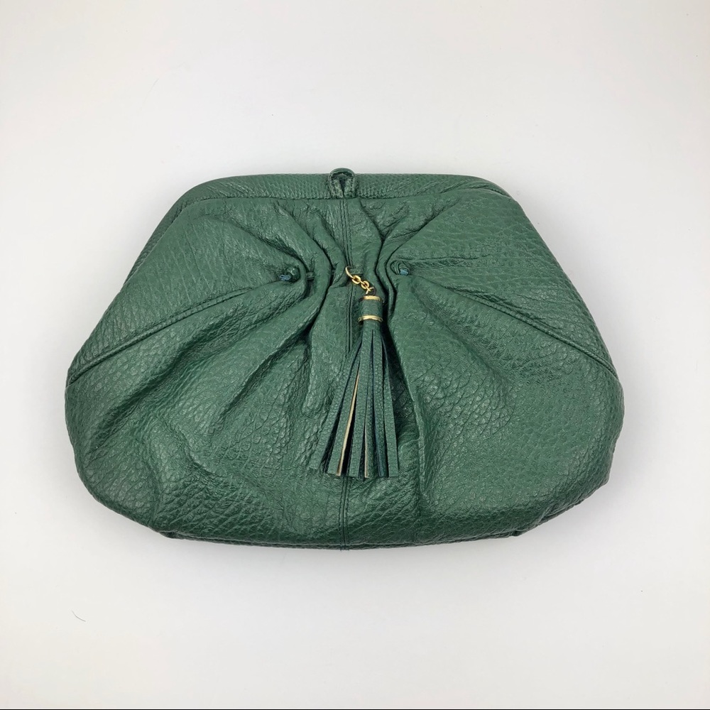 Empress Vintage Leather Clutch Emerald Green Audrey Hepburn